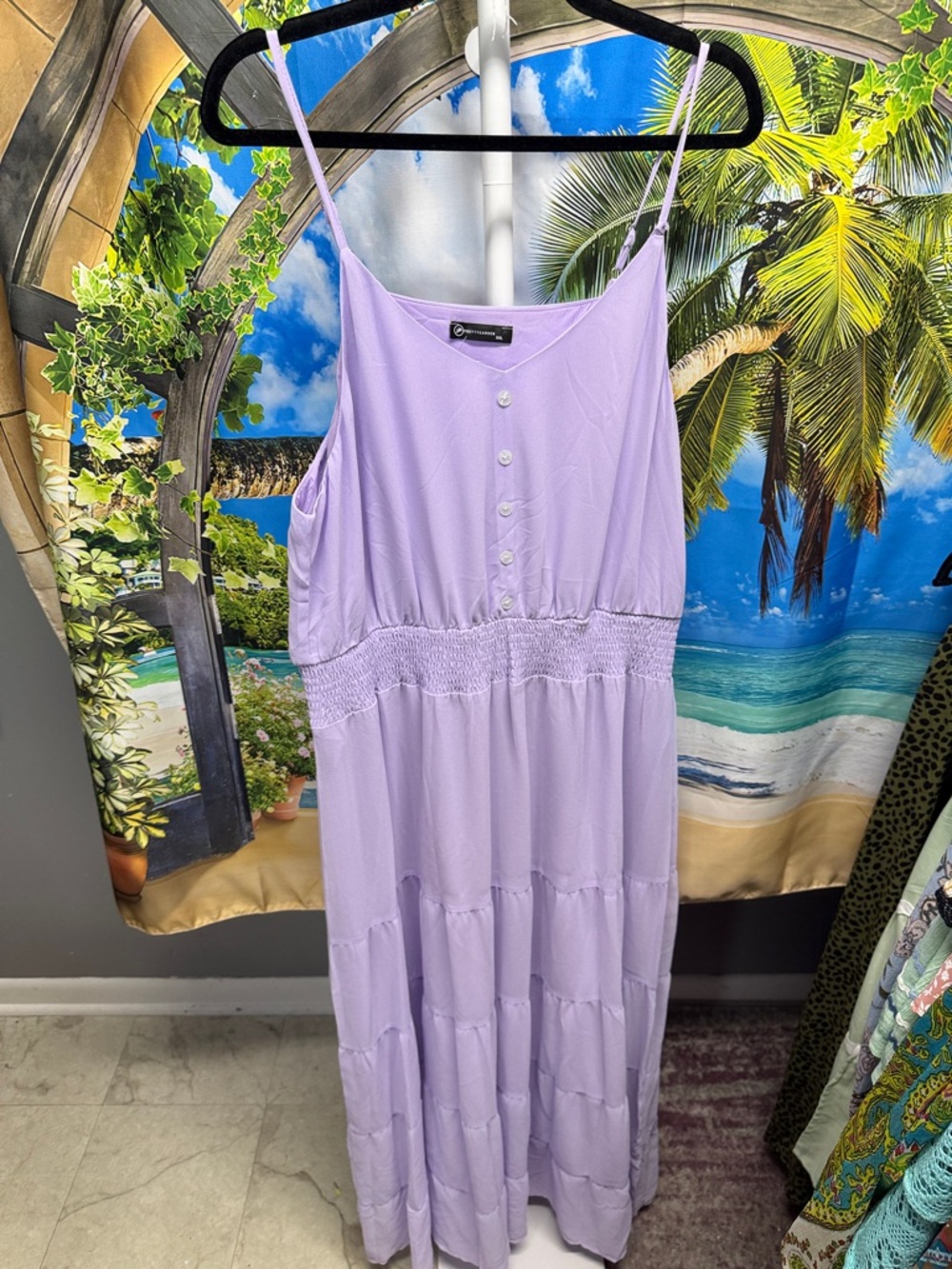 Pretty Garden Lavender Tiered Maxi Dress with Button Front